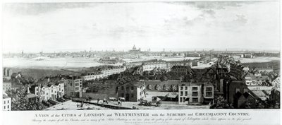 Eine Ansicht der Städte London und Westminster mit Vororten und umliegendem Land, 1789 von English School